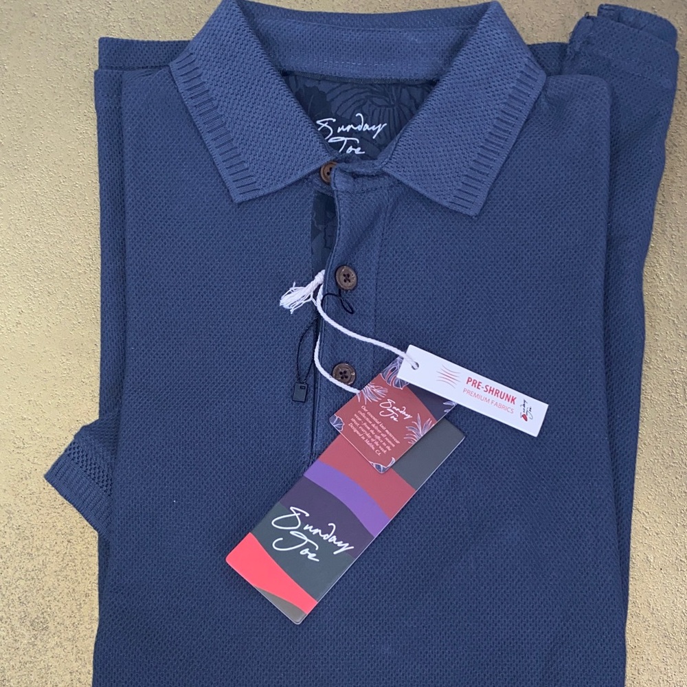 NWT! Sunday Men's Deep Blue Polo‎ Shirt